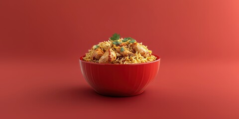 premium chicken biriyani food poster front view