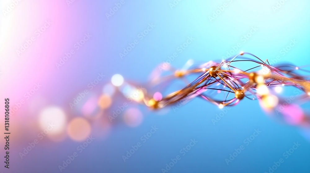 Aufkleber abstract network of connected wires with bokeh lights, used for technology concepts