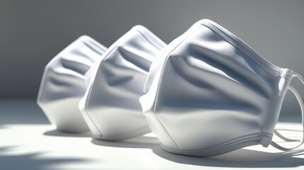 White Protective Masks in a Row, Medical Supplies, Health and Safety, Pandemic Essentials, Clea