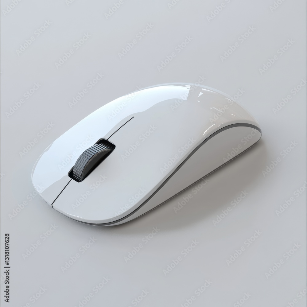 Poster sleek and modern white computer mouse on minimalist grey background for tech and office use