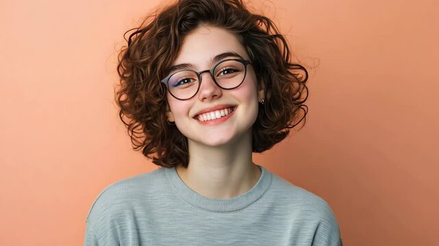 Pangender Individual Portrait Against Pastel Orange Background Emphasizing Diversity and Inclusion in Modern Society Concepts