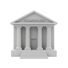 Variety of 3D Rendered Models of a Classic Courthouse Building Isolated