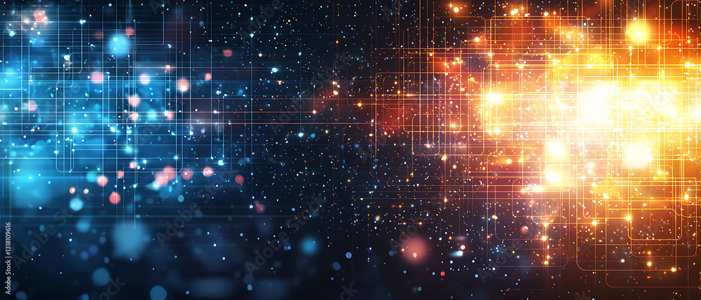 Poster dynamic data visualization digital space abstract background colorful environment immersive perspect