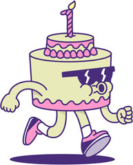 mascot cake cookies ice cream vector illustration