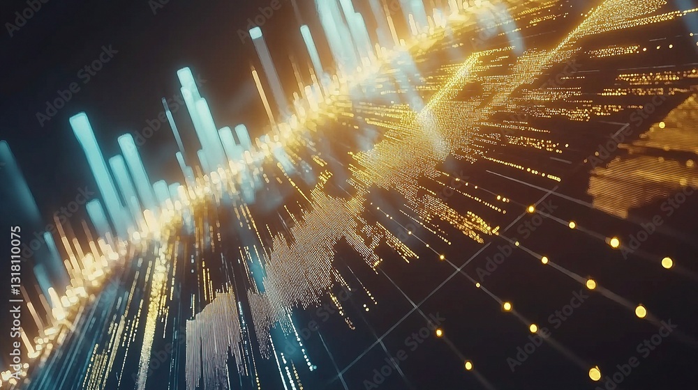 Poster dynamic business graph with market data visualization and growth metrics