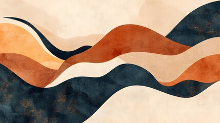 Abstract landscape design featuring waves of various earth tone colors