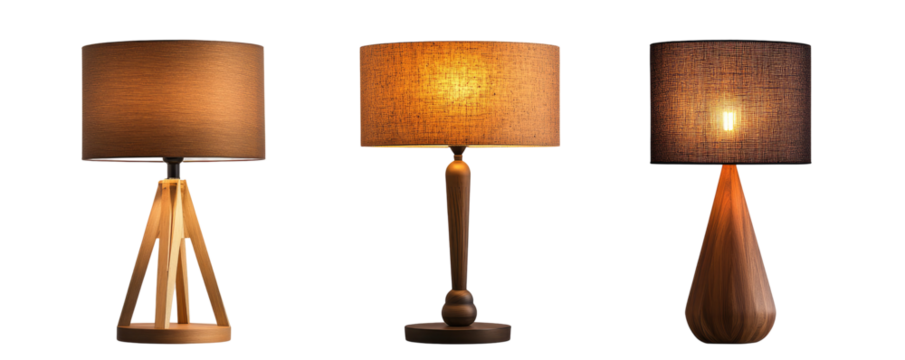 decorative table lamps on transparent background