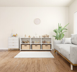 3d render minimalist living room interior design