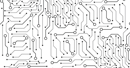 Seamless digital technology background with white backdrop. Circuit technology background with hi-tech digital illustration