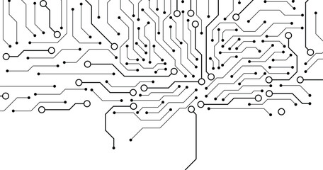 Seamless digital technology background with white backdrop. Circuit technology background with hi-tech digital illustration