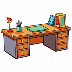 vector illustration of office desk