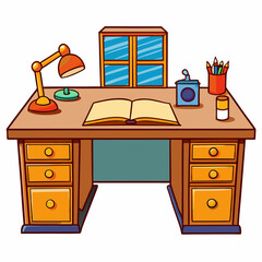 vector illustration of office desk