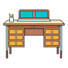 secretary desk on white