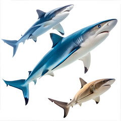 Fototapeta premium beautiful sharks on white background