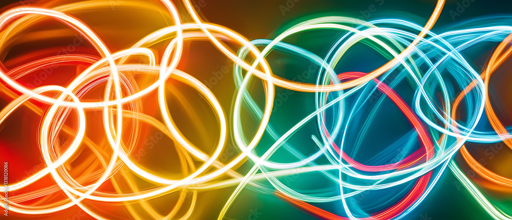 Poster dynamic light trails showcase urban environment abstract art colorful background artistic perspectiv