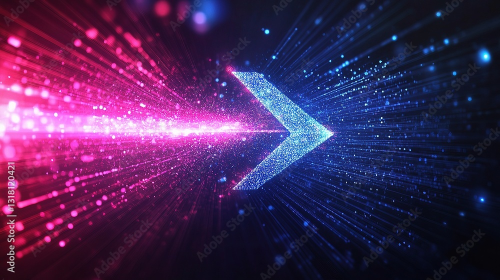 Poster futuristic digital arrow chart representation for transformation concepts