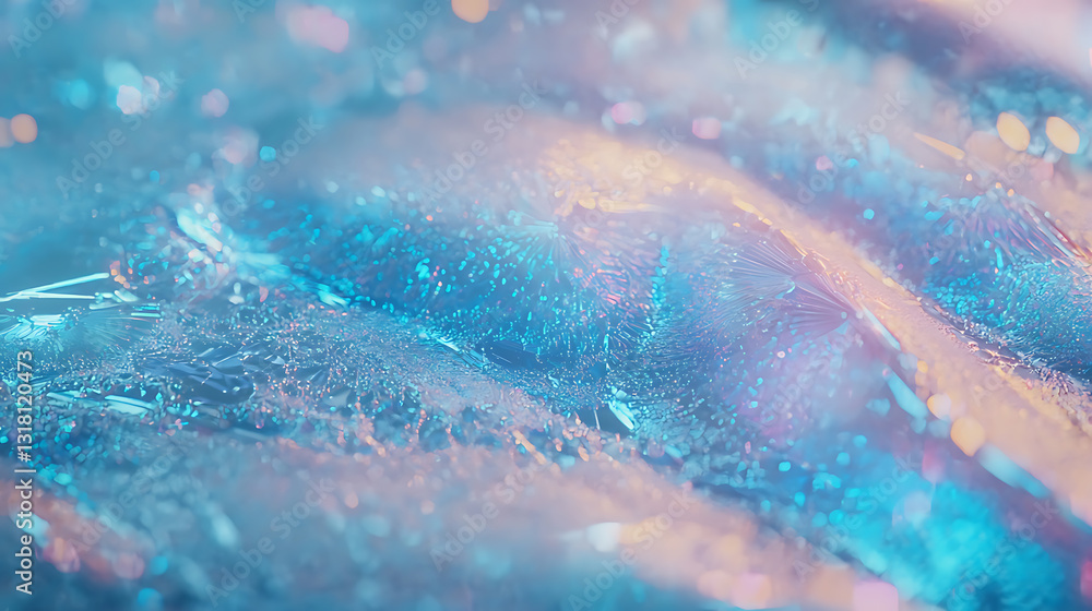 Poster captivating ice patterns abstract photography tranquil environment close-up view vibrant colors for 