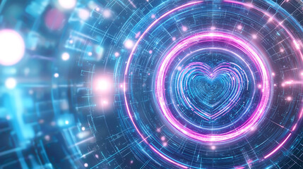 Fototapeta premium Dynamic heartbeat visualization in a futuristic digital space abstract art vibrant colors technology concept