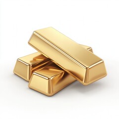 Shiny Gold Bars Stacked Together on White Background for Finance and Wealth Concepts