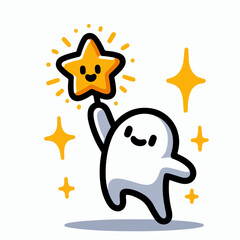 vector illustration of a person reaching for the stars