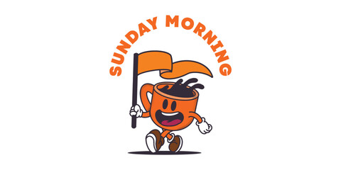 mascot coffee morning illustrtion vector cute