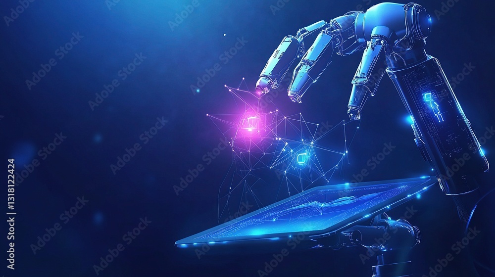 Aufkleber innovative ai robot hand interacting with digital interface concepts