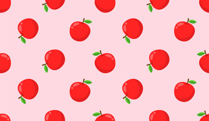 Cartoon red apple seamless pattern.