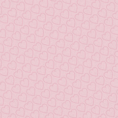 Soft pink seamless background with outlined hearts and subtle fabric texture, ideal for Valentine’s Day, romantic wallpaper, gift wrap, wedding stationery, kids fabric and digital designs.