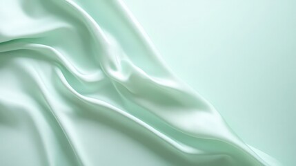 Obraz premium Elegant minty green silk fabric texture background with soft flowing drape