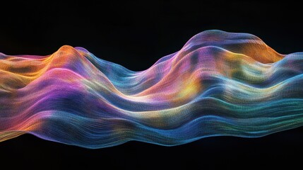 Fototapeta premium Abstract Multi-Colored Wave Pattern on Black Background Data Visualization, Technology, and Design Element.