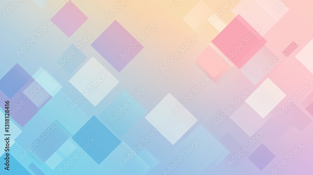 Poster soft pastel abstract background with geometric square shapes and gradient texture for modern design