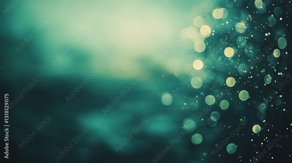 Aufkleber serene teal bokeh abstract background with sparkling light effects