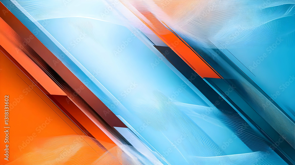 Poster dynamic abstract background with orange and blue colors blending together in a modern design with fu