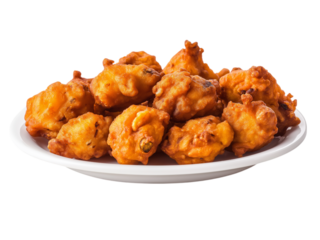 Pakora on white plate serving isolated on a white background