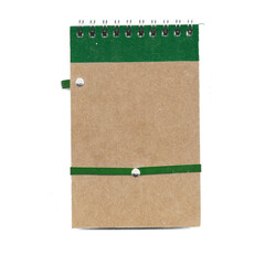 Paper notebook with coil binding, vertical. Spiral bound journal. Realistic, photography, isolated...