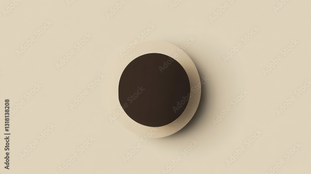 Poster minimalist composition featuring nested brown and beige circular shapes