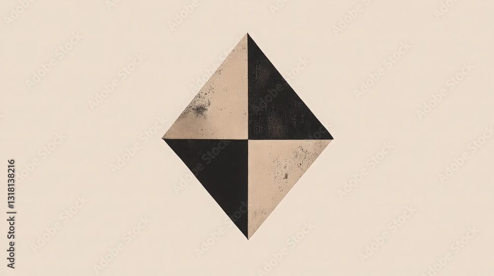 Poster geometric rhombus design with textures split into four sections