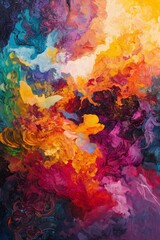 Black and Dark Academia style artwork and Oil Painting, home decor for moody and dark theme a painting of colorful paint
