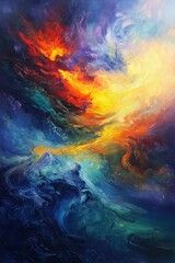 Fototapeta premium Black and Dark Academia style artwork and Oil Painting, home decor for moody and dark theme a painting of a sunset