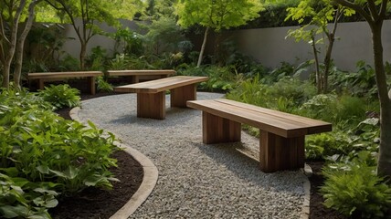 wooden bench in the garden