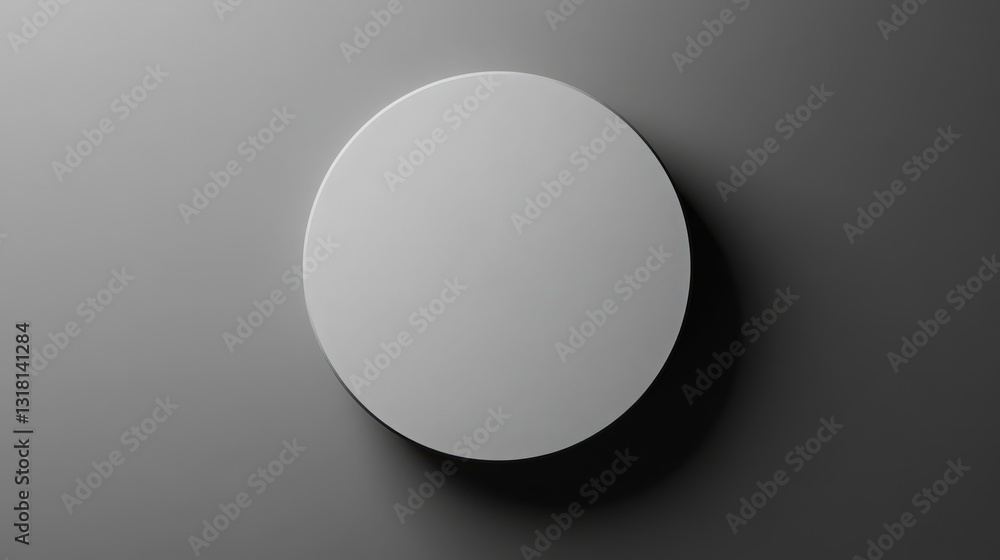 Poster minimalist round object casting a stark shadow, ideal for product presentation
