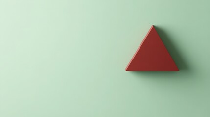 Geometric composition featuring a red triangle casting a soft shadow against green backdrop