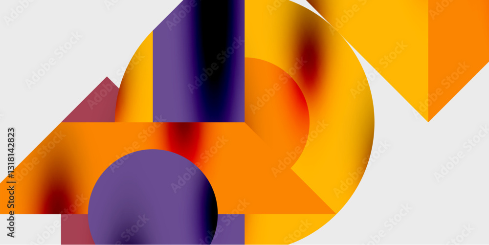 Aufkleber Modern abstract background featuring circles, lines, and triangles in a dynamic geometric composition. Perfect for stylish, tech, or creative-themed designs