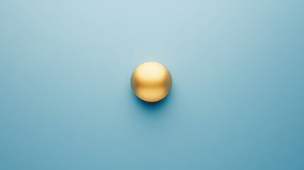 Minimalist golden sphere on a serene pale blue surface capturing elegance