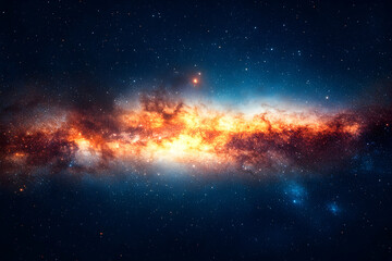 Cosmic Nebula, Fiery Star Clouds Illuminate Vast Space, Mysteriously Beckoning Explorers Through the Inky Blackness.