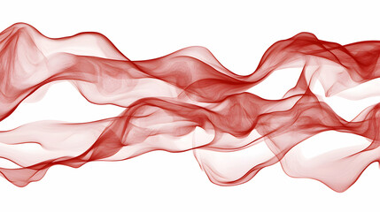 Abstract Red Waves Flowing Gracefully Across White, Evoking Sensations of Movement and Energy, Displaying Subtle Transparency and Depth.