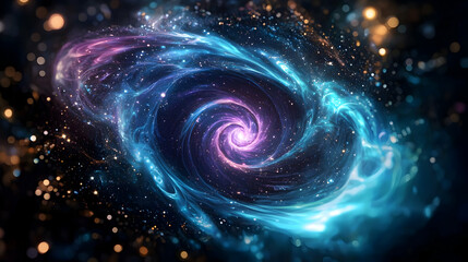 Fototapeta premium Vivid Colors Of Deep Space Spiral Galaxy In A Vast Universe With Sparkling Stars And Colorful Nebula Clouds