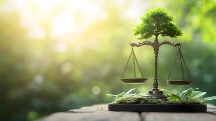 Environmental Balance: Scales of Justice with a Tree of Life