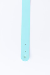 light blue leather strap isolated on white background