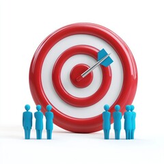 Minimalist target audience icon in 3D on white.